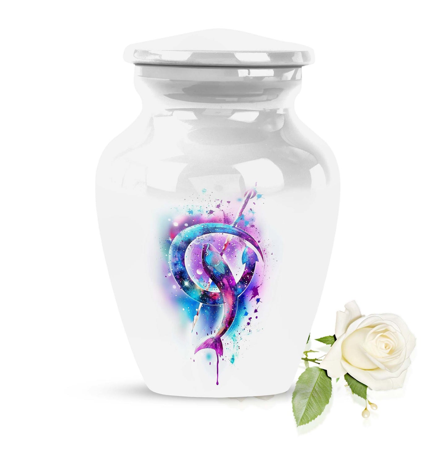 Classic 10-inch fish urn crafted from aluminium