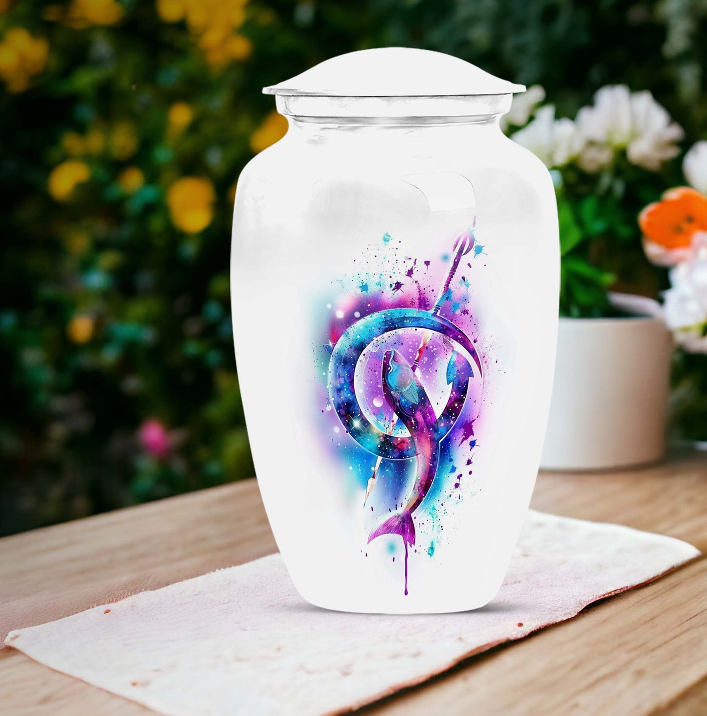 Classic 10-inch fish urn crafted from aluminium
