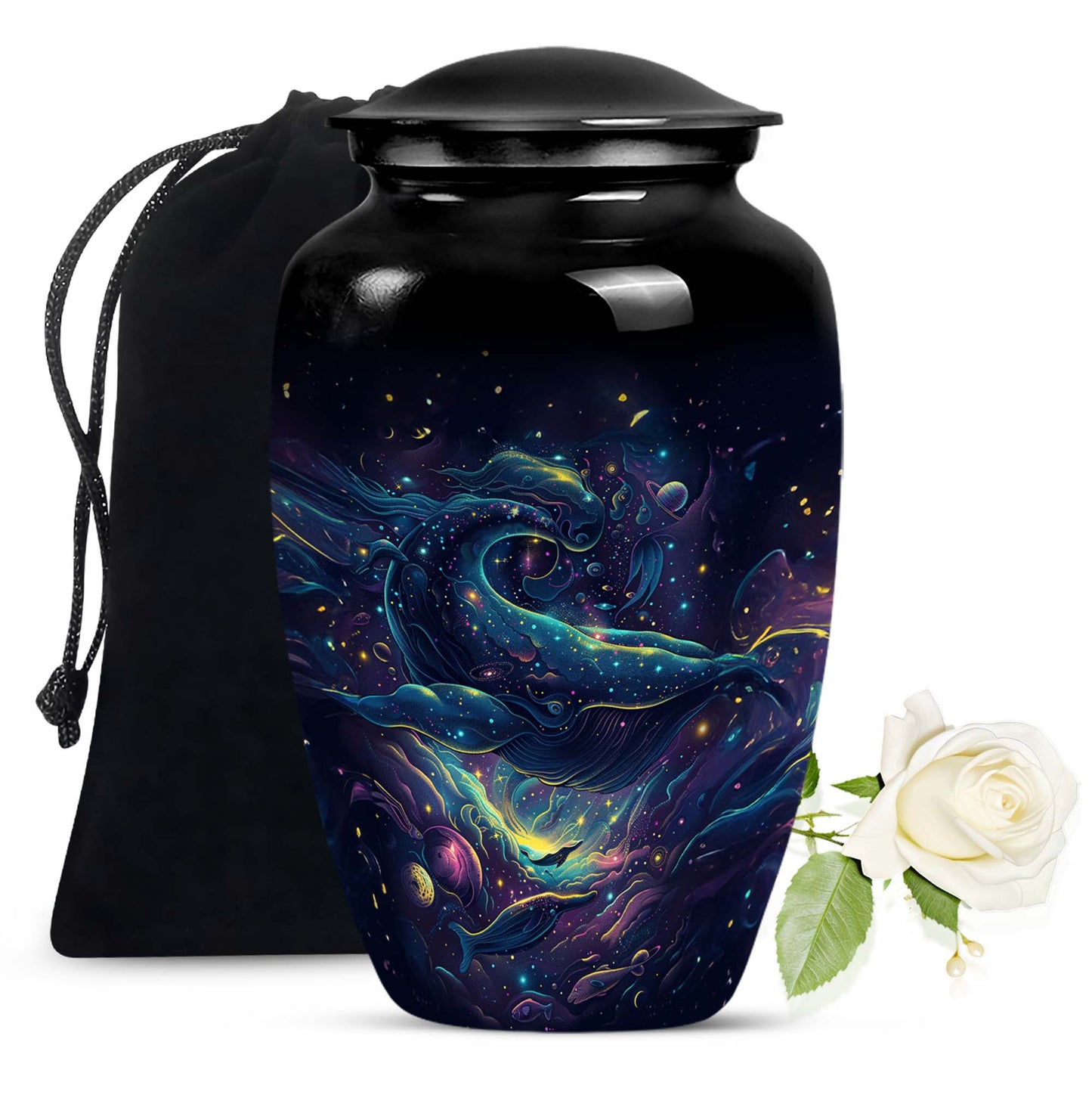 Classic 10-inch abstract fish urn, 