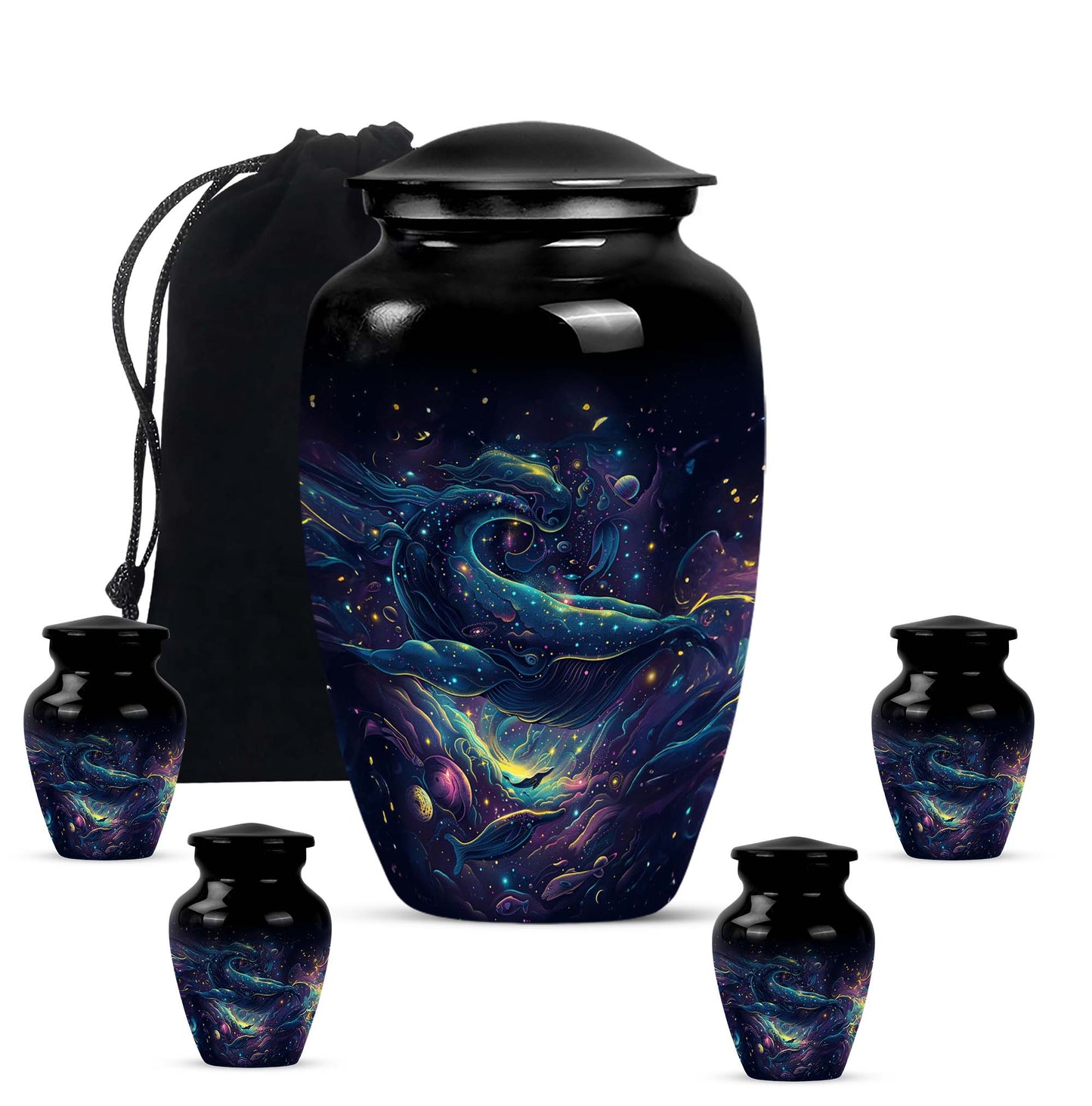 Classic 10-inch abstract fish urn, 