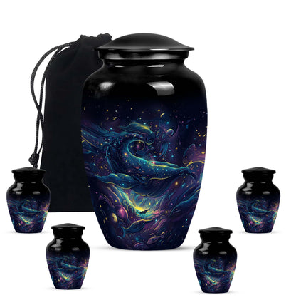 Classic 10-inch abstract fish urn, 