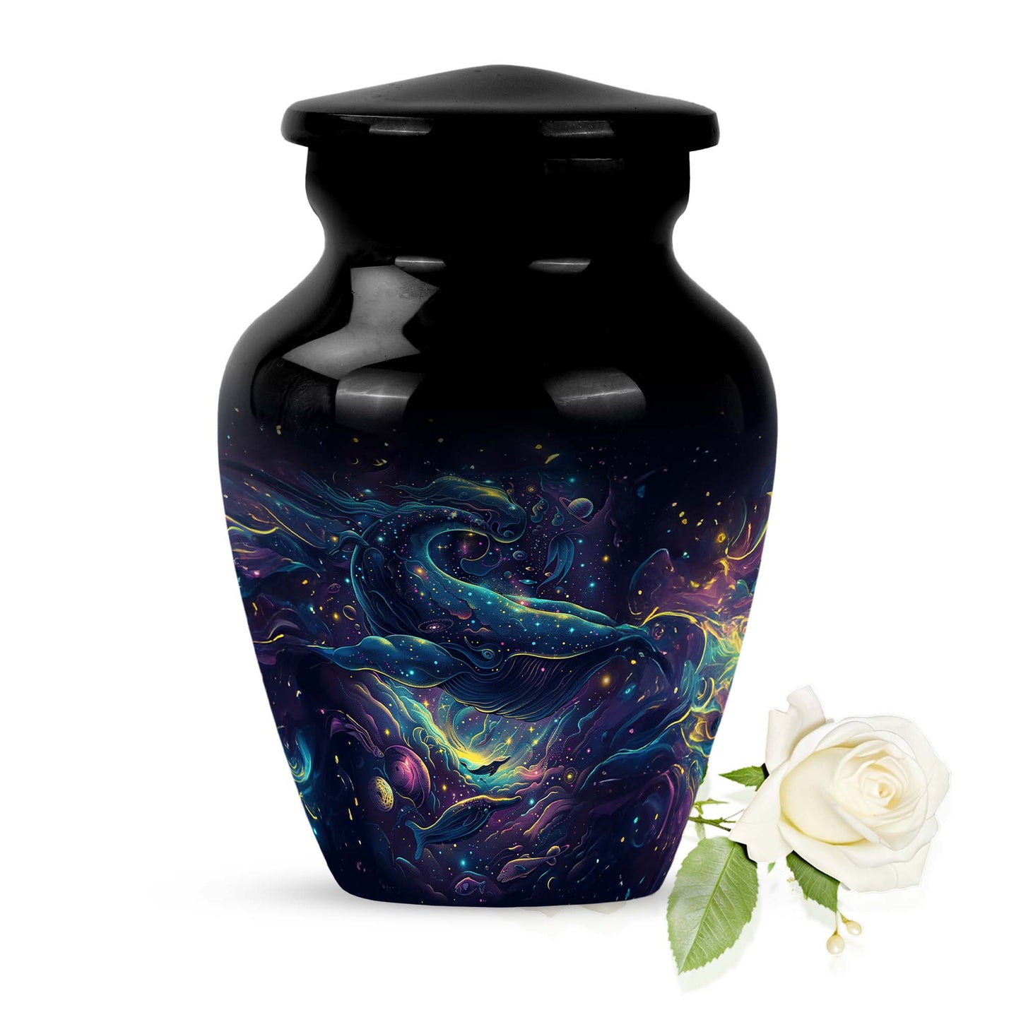 Classic 10-inch abstract fish urn, 