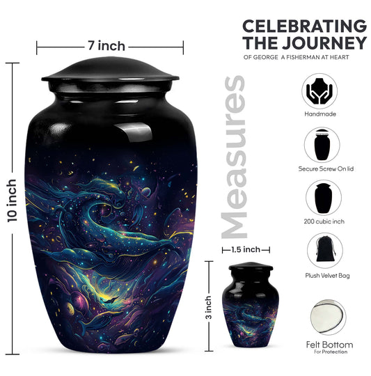 Classic 10-inch abstract fish urn, 