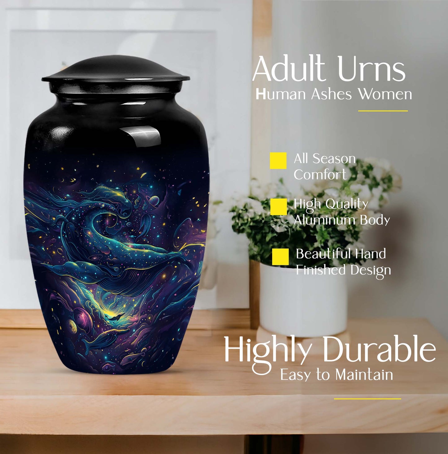 Classic 10-inch abstract fish urn, 