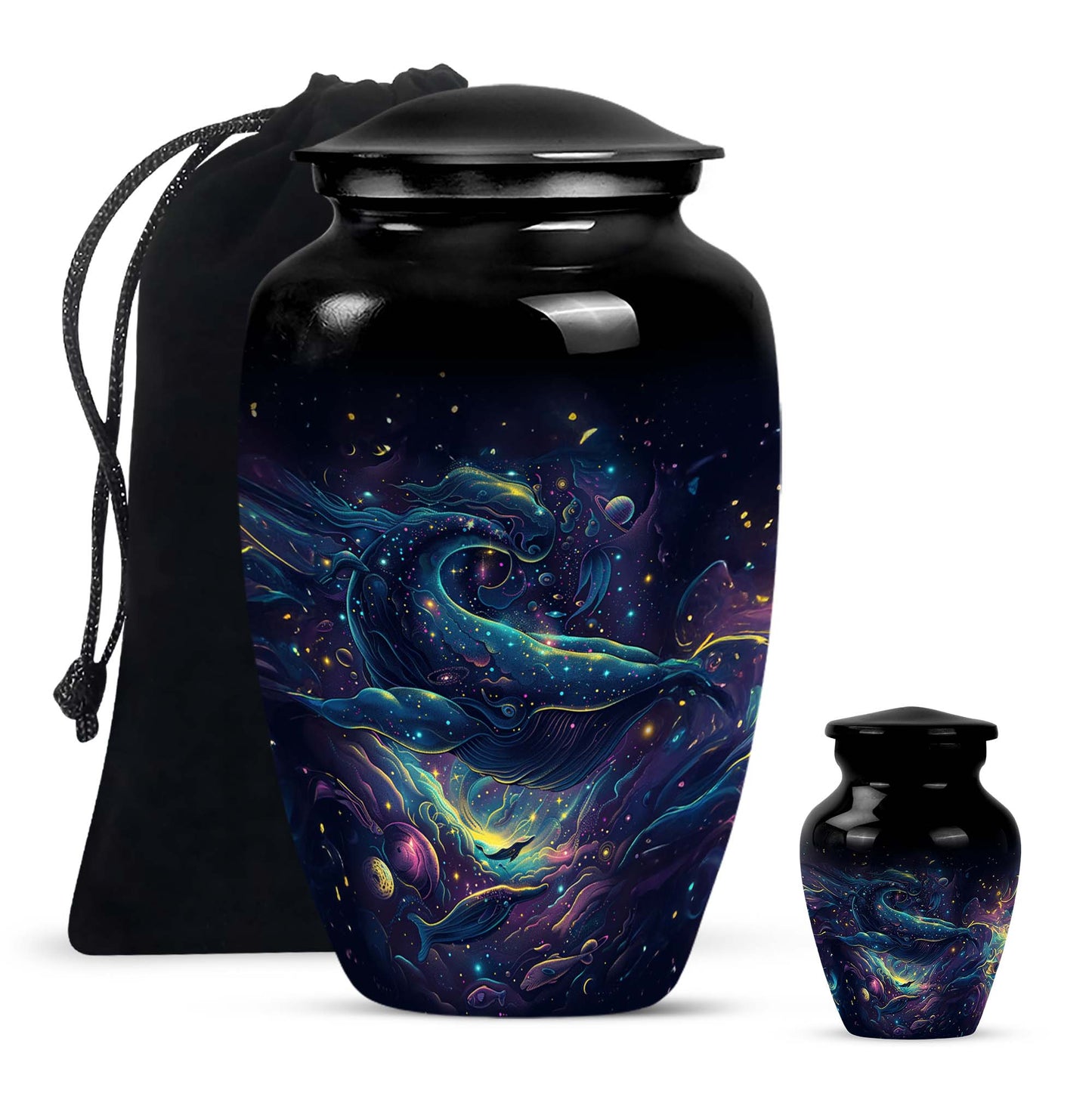 Classic 10-inch abstract fish urn, 