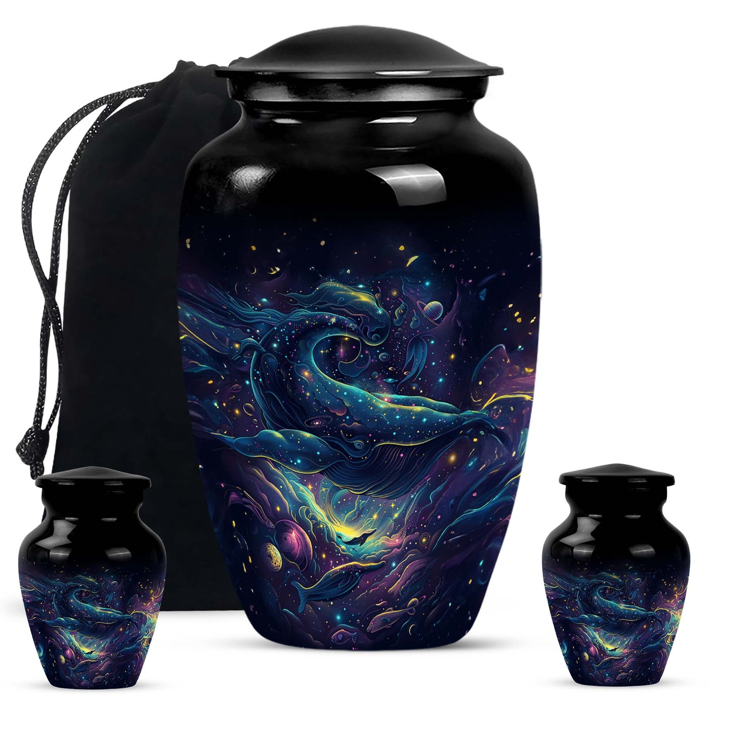 Classic 10-inch abstract fish urn, 