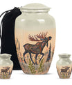 urn portraying a moose walking