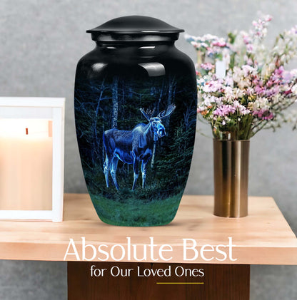 classic moose walking urn in aluminium, for adult funeral burial