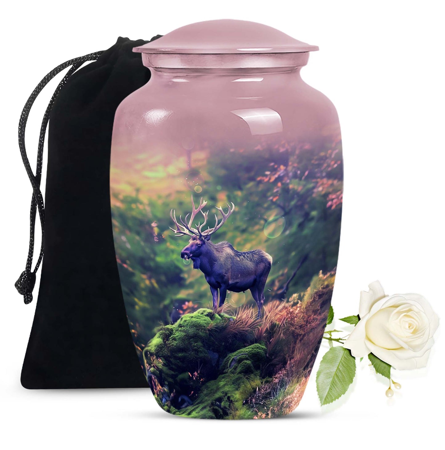 Classic 10-inch abstract moose walking urn.