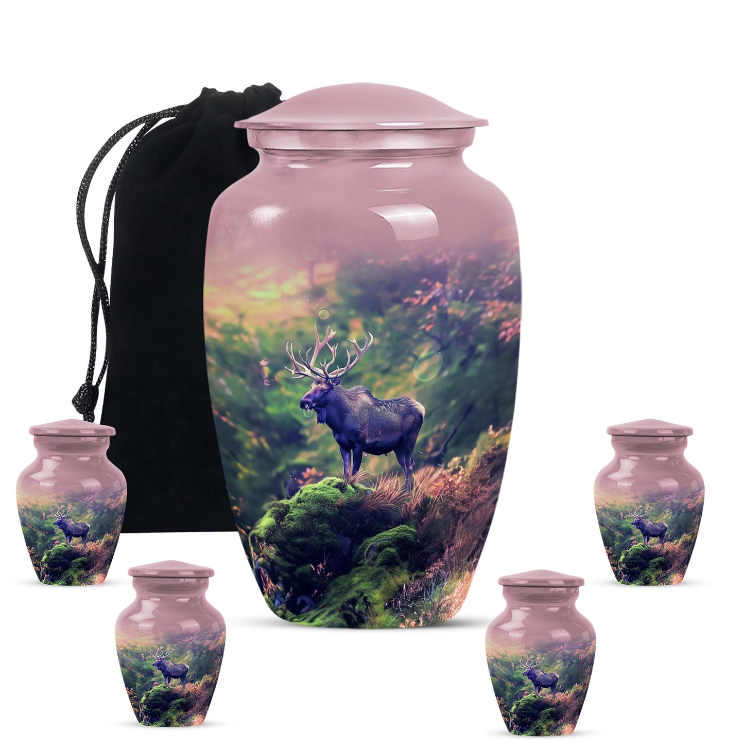 Classic 10-inch abstract moose walking urn.