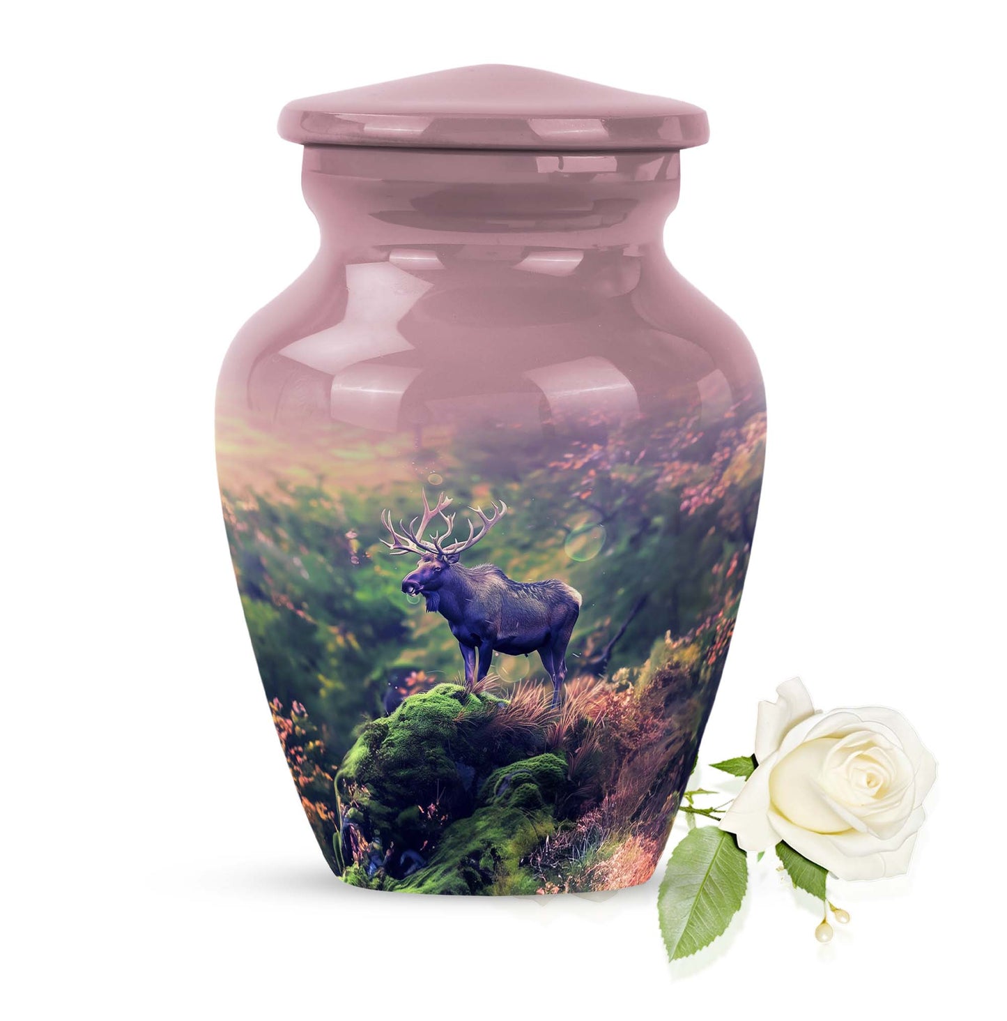 Classic 10-inch abstract moose walking urn.