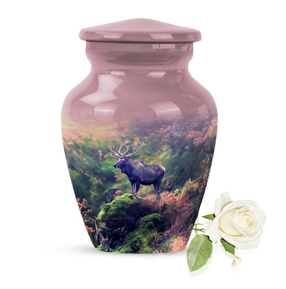 Classic 10-inch abstract moose walking urn.