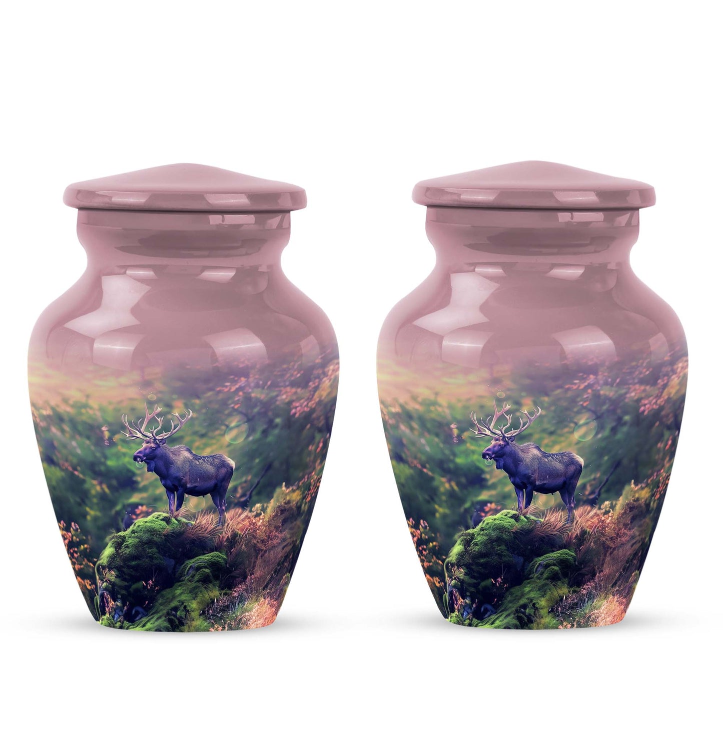Classic 10-inch abstract moose walking urn.