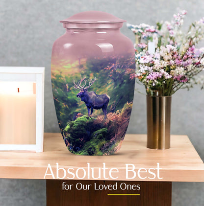 Classic 10-inch abstract moose walking urn.