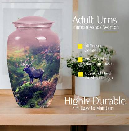 Classic 10-inch abstract moose walking urn.