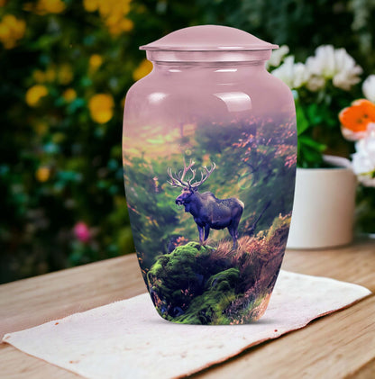 Classic 10-inch abstract moose walking urn.