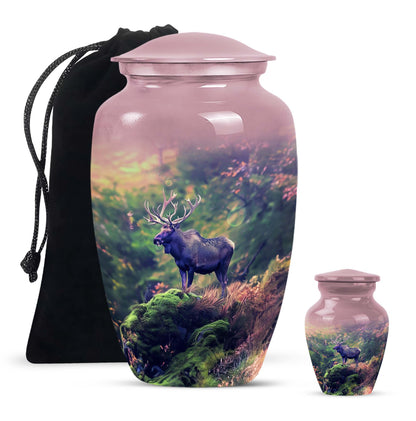 Classic 10-inch abstract moose walking urn.