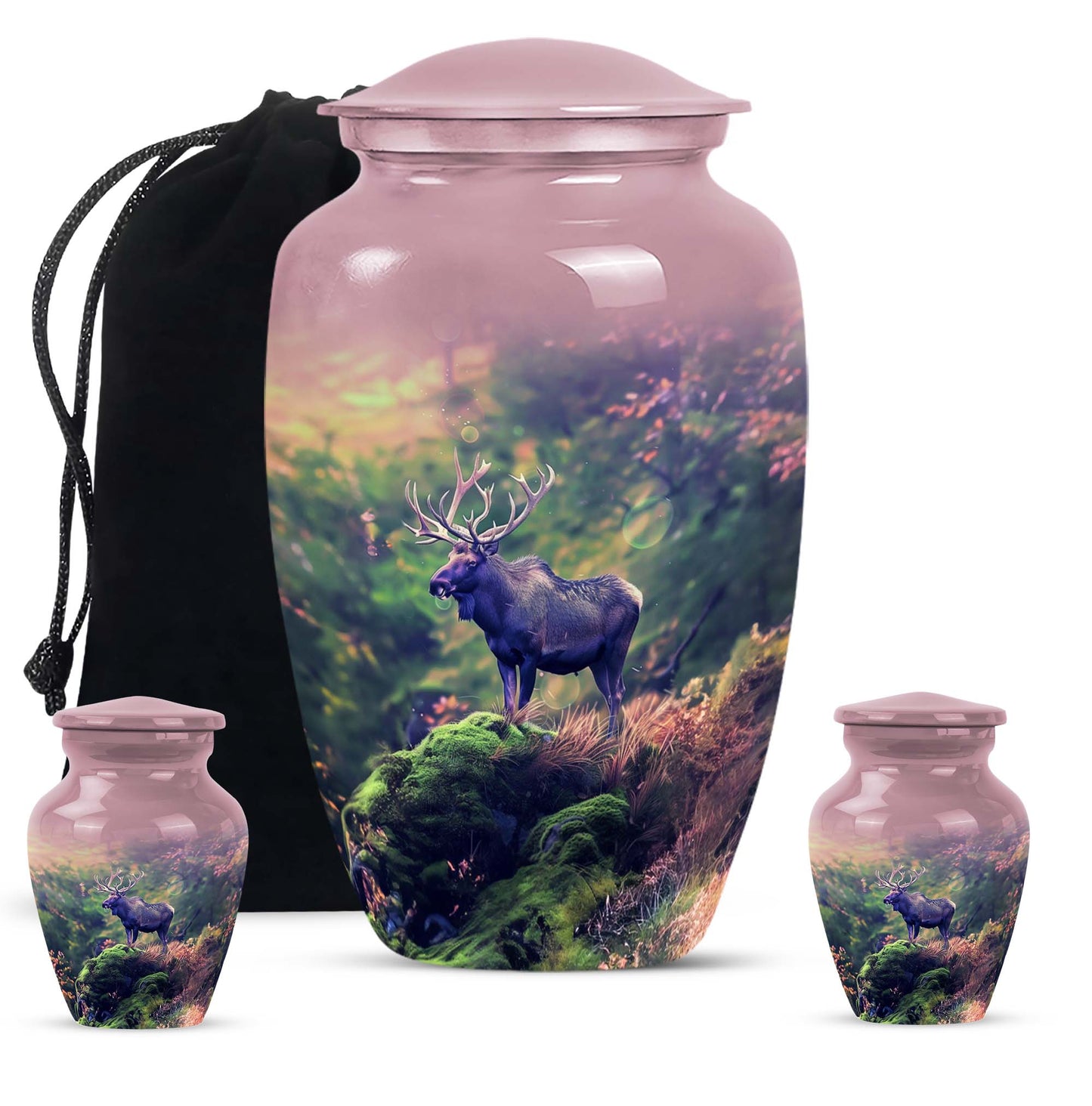 Classic 10-inch abstract moose walking urn.