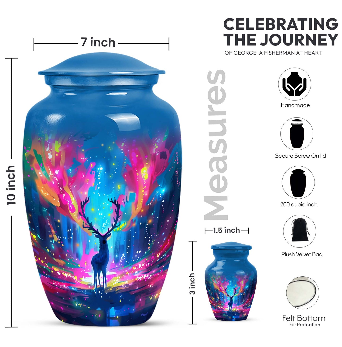 10-inch classic urn, abstract moose design,