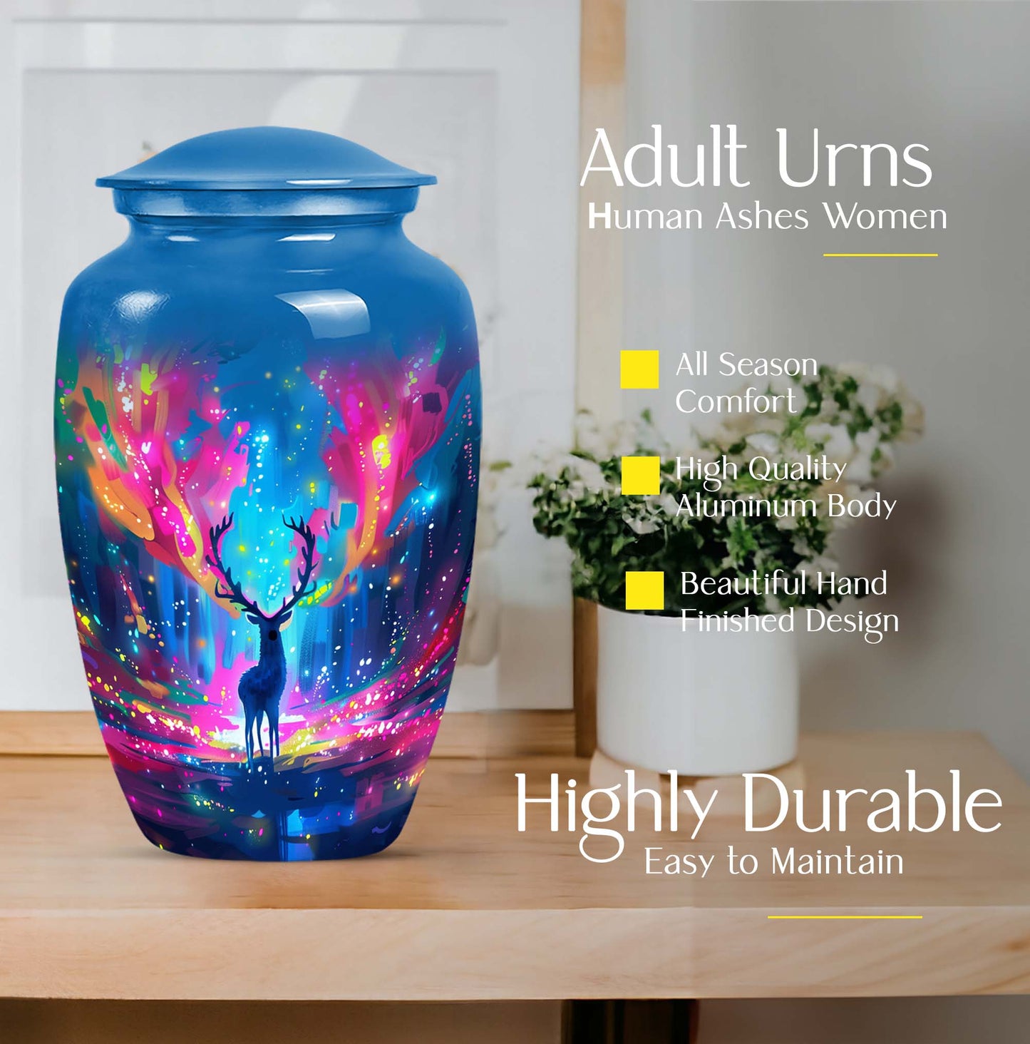 10-inch classic urn, abstract moose design,