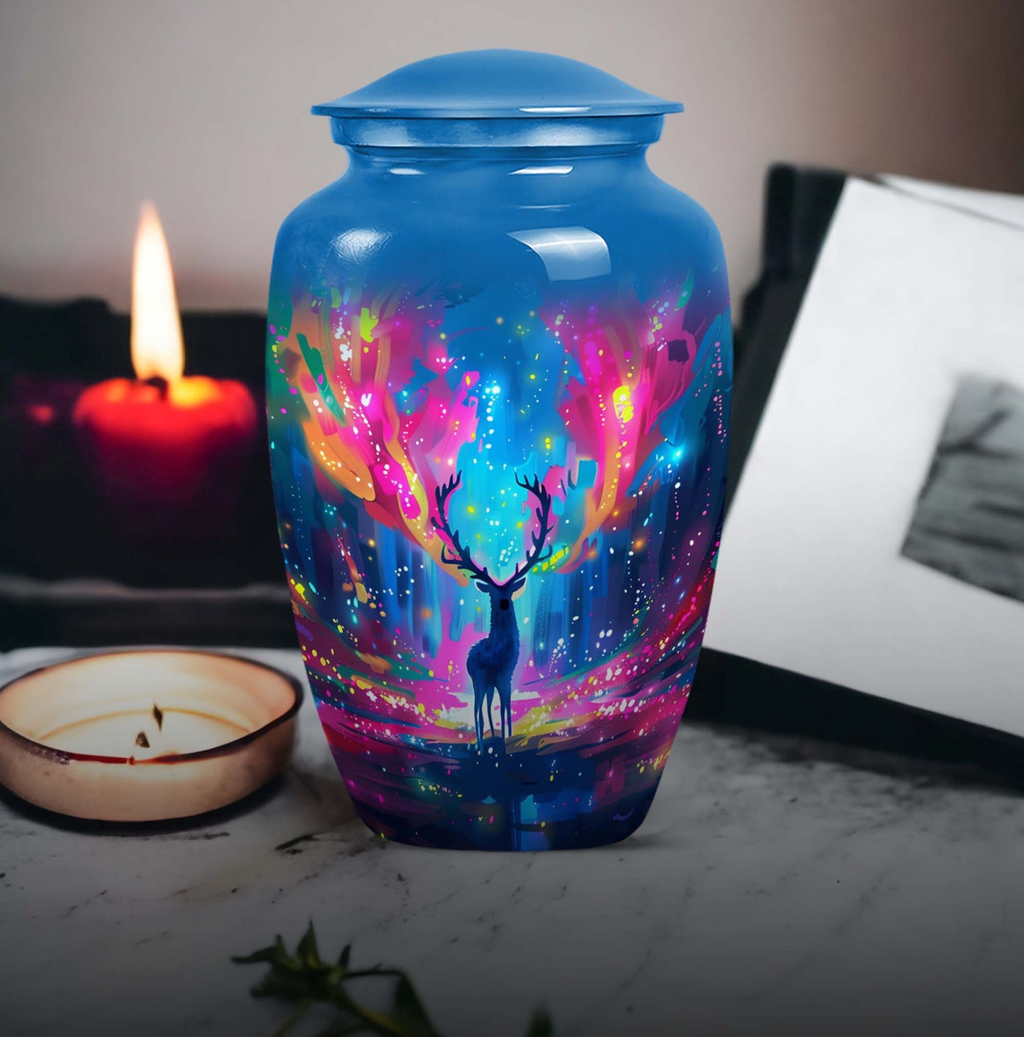 10-inch classic urn, abstract moose design,