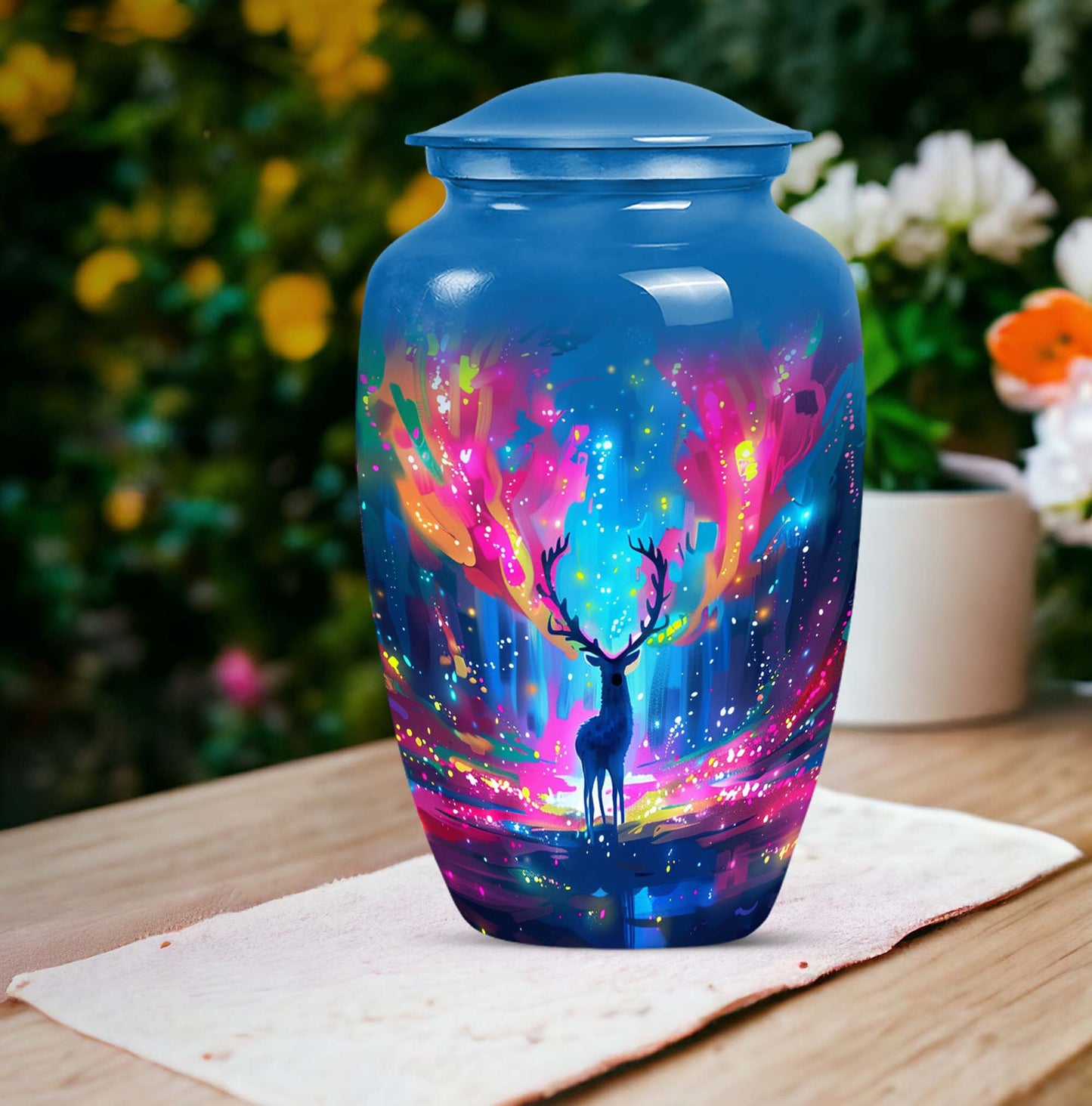 10-inch classic urn, abstract moose design,