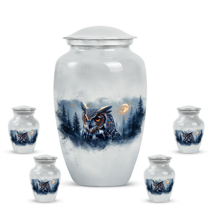  Abstract-themed, classic aluminium owl urn for adult ashes