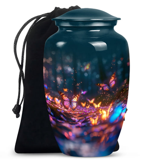 classic butterfly urn for adult ashes, personalizable.