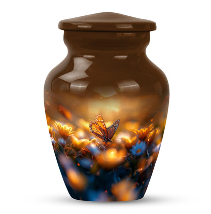Classic 10-inch butterfly urn made of aluminium.