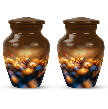 Classic 10-inch butterfly urn made of aluminium.