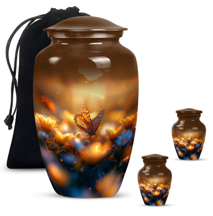 Classic 10-inch butterfly urn made of aluminium.
