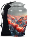 Classic butterfly-themed memorial urn for mom's ashes.