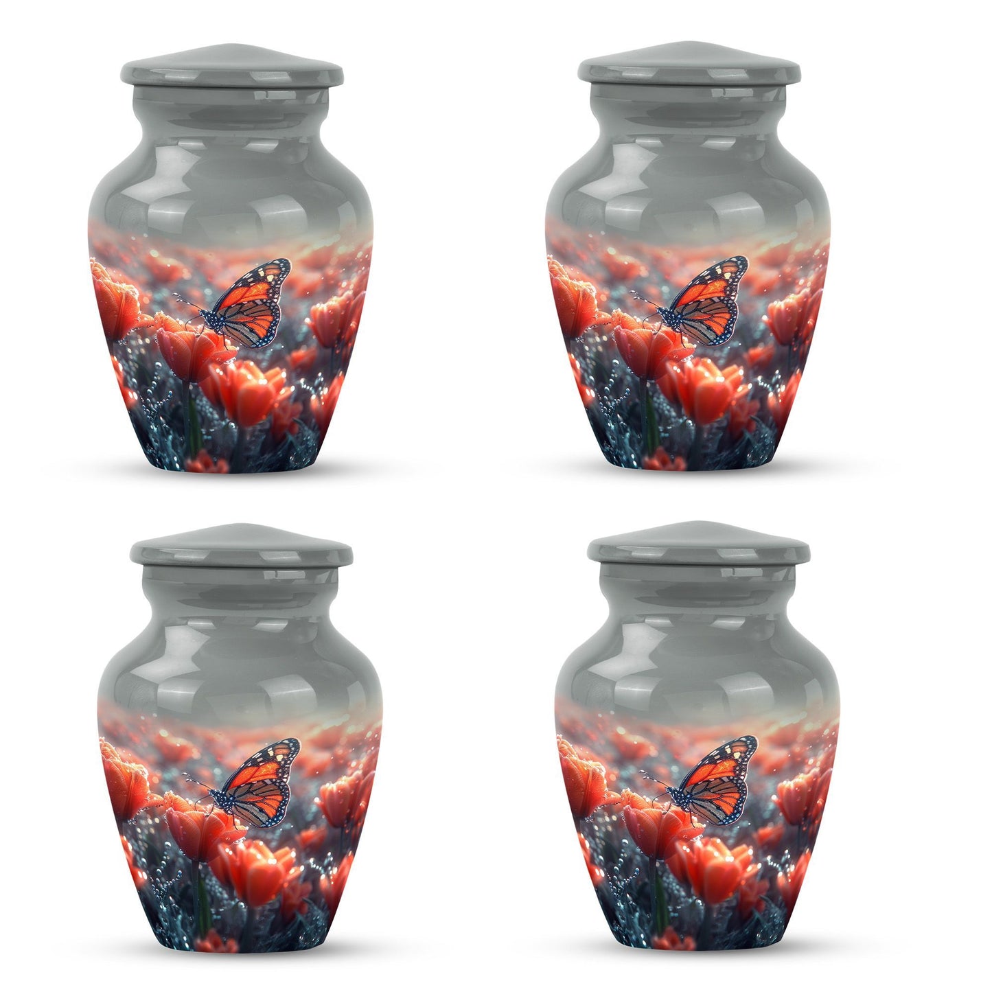 Classic butterfly-themed memorial urn for mom's ashes.