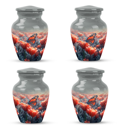 Classic butterfly-themed memorial urn for mom's ashes.