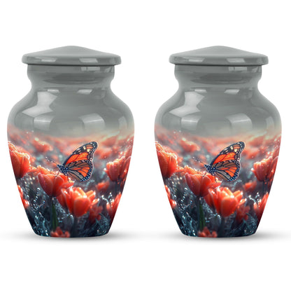 Classic butterfly-themed memorial urn for mom's ashes.