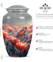 Classic butterfly-themed memorial urn for mom's ashes.