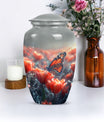 Classic butterfly-themed memorial urn for mom's ashes.