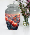 Classic butterfly-themed memorial urn for mom's ashes.