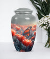 Classic butterfly-themed memorial urn for mom's ashes.
