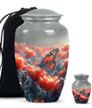 Classic butterfly-themed memorial urn for mom's ashes.