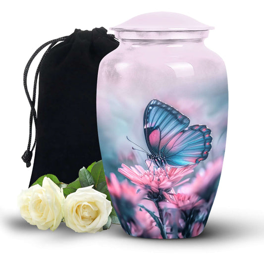 Blue Butterfly Cremation Urns – Pink Floral Urn for Adult Women