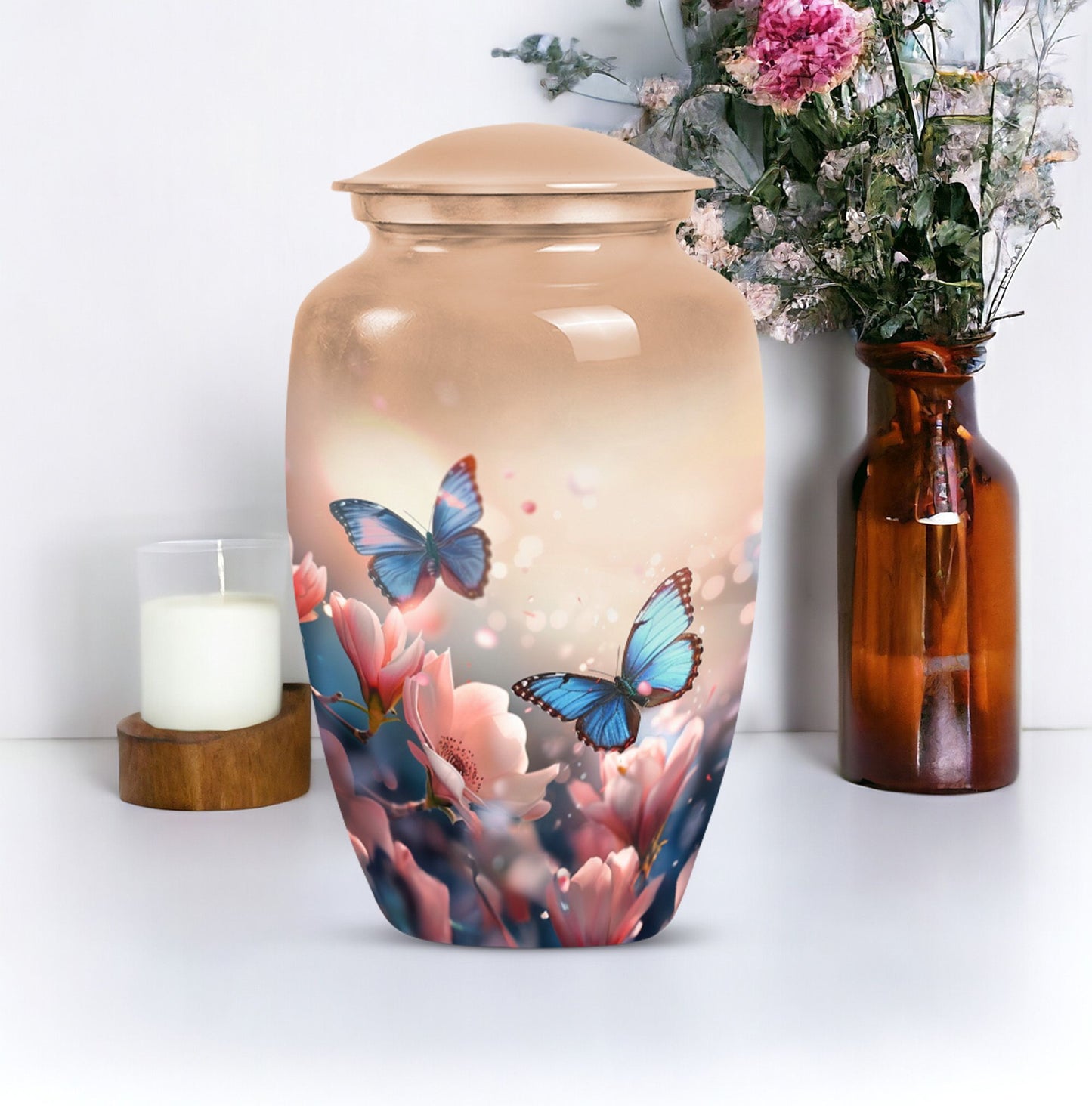 10-inch classic butterfly urn for men's ashes, customizable 