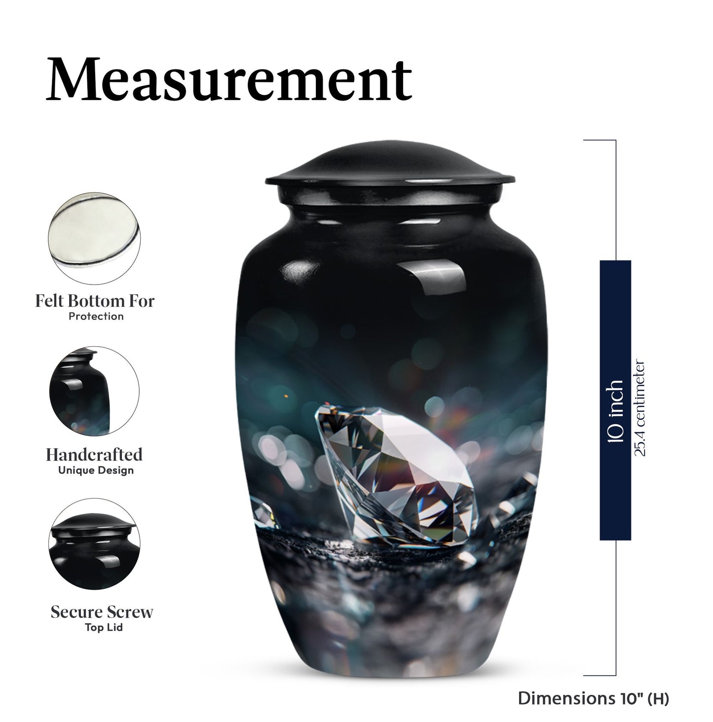 10-inch diamond cremation urn