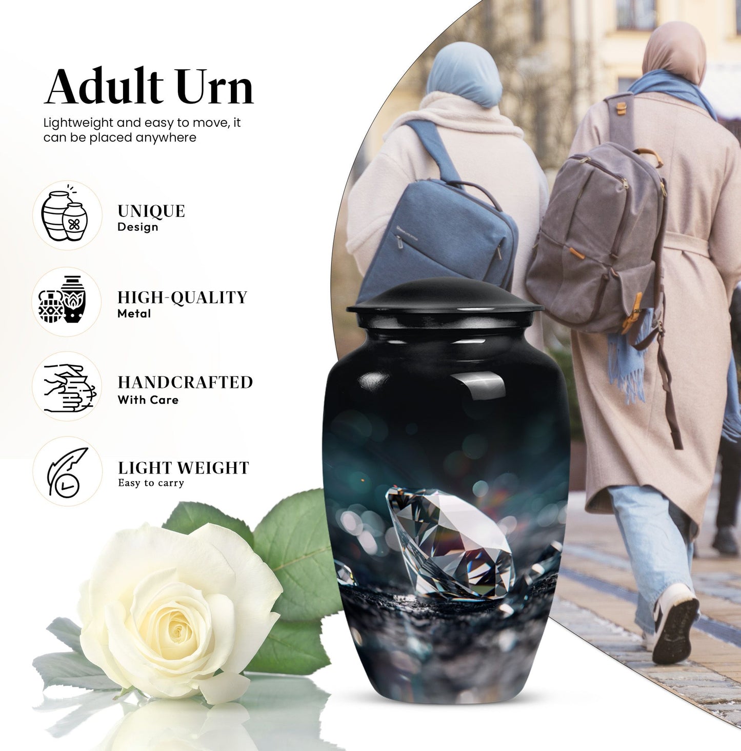10-inch diamond cremation urn