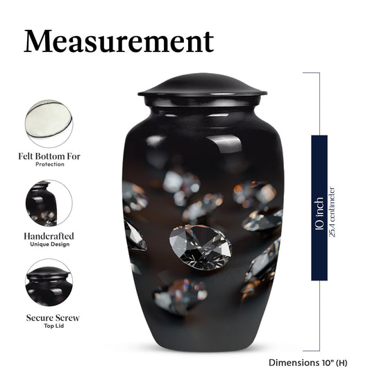 Classic diamond Urn-  burial funeral cremation urn