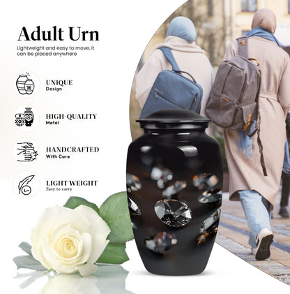 Classic diamond Urn-  burial funeral cremation urn