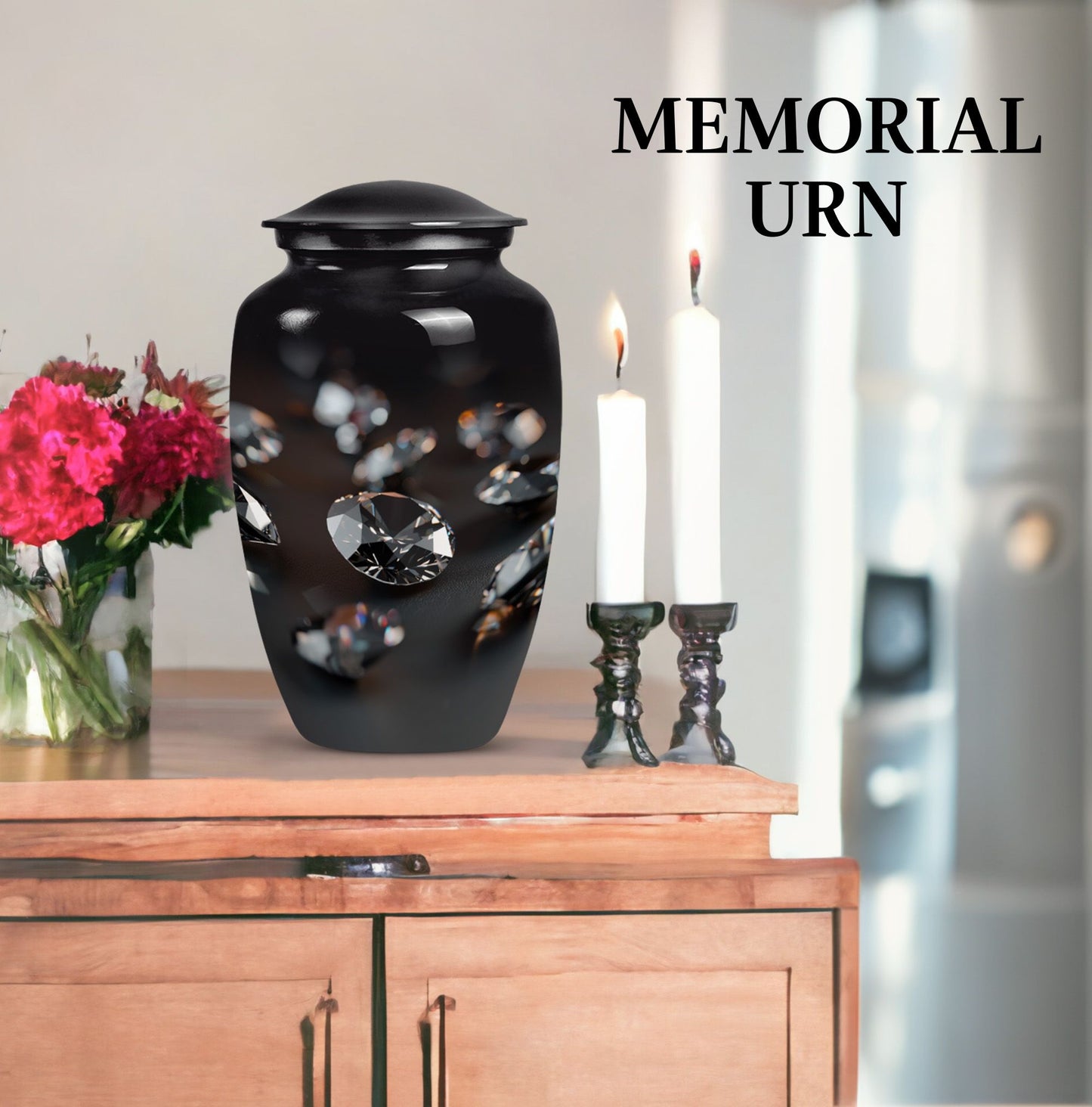 Classic diamond Urn-  burial funeral cremation urn