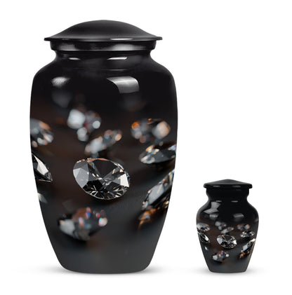 Classic diamond Urn-  burial funeral cremation urn