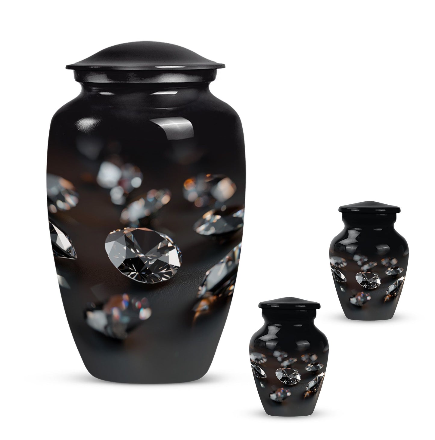 Classic diamond Urn-  burial funeral cremation urn