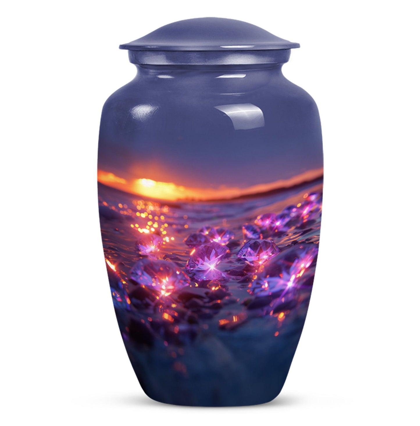 Classic 10-inch diamond urn for adult ashes.